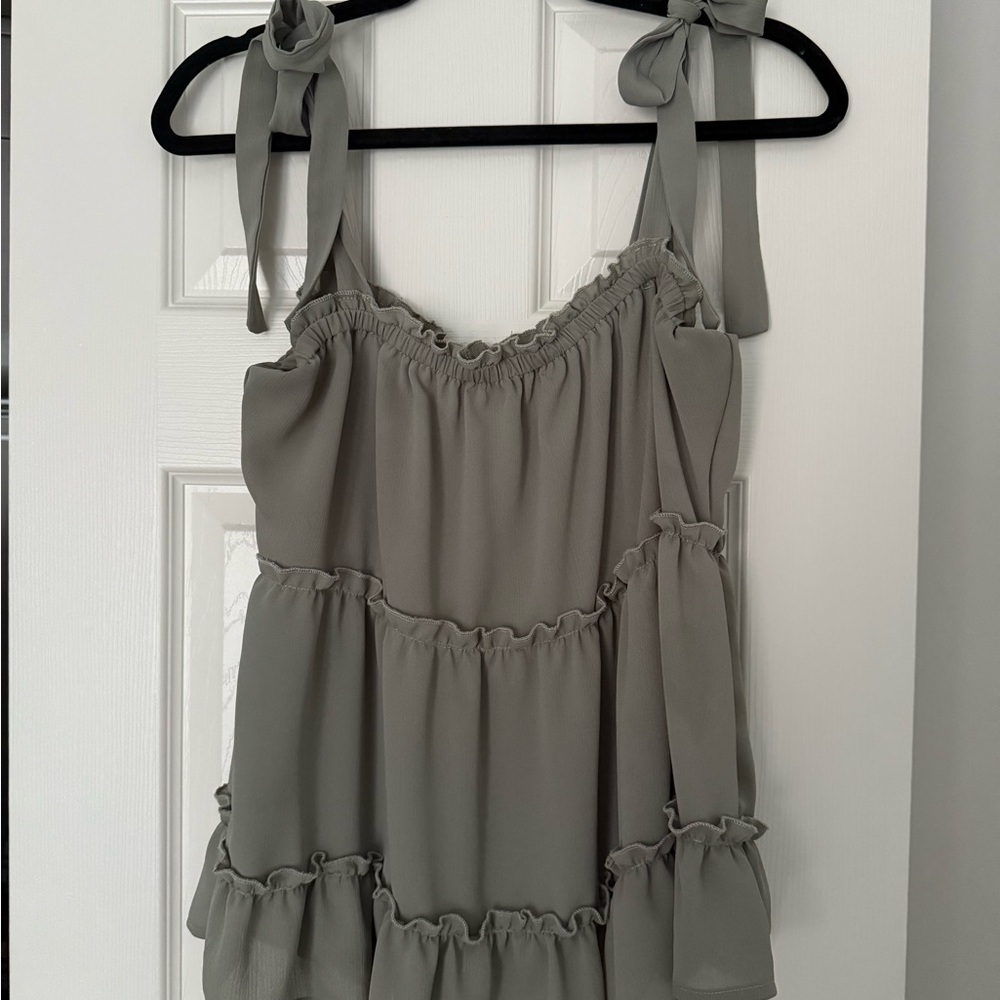 Elegant Olive Green Ruffle Top